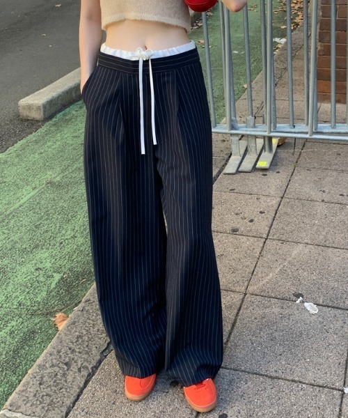 FLINEA(フリネア)の「配色リボンストライプ柄パンツ(その他パンツ・レディース・グレー/ネイビー・FREE)」の16枚目の写真