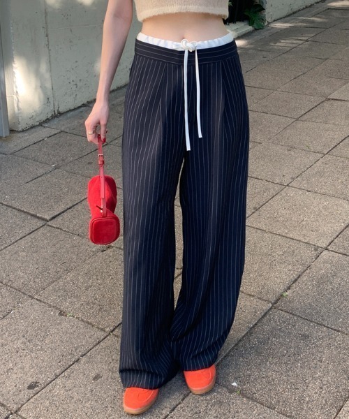 FLINEA(フリネア)の「配色リボンストライプ柄パンツ(その他パンツ・レディース・グレー/ネイビー・FREE)」の17枚目の写真
