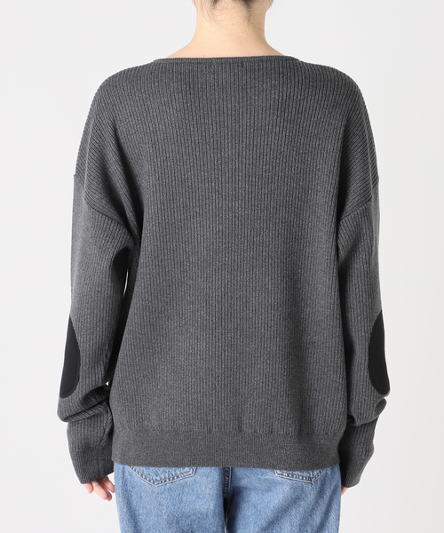 NOCTO ARCHIVE(ノクトアーカイブ)の「NOCTO ARCHIVE/ノクト アーカイブ Elbow Patch Henley Neck Knit(ニット/セーター・メンズ・チャコールグレー/ブラック・MEDIUM/LARGE)」の5枚目の写真