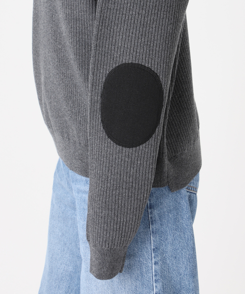 NOCTO ARCHIVE(ノクトアーカイブ)の「NOCTO ARCHIVE/ノクト アーカイブ Elbow Patch Henley Neck Knit(ニット/セーター・メンズ・チャコールグレー/ブラック・MEDIUM/LARGE)」の9枚目の写真
