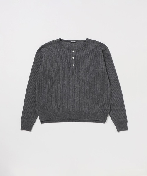 NOCTO ARCHIVE(ノクトアーカイブ)の「NOCTO ARCHIVE/ノクト アーカイブ Elbow Patch Henley Neck Knit(ニット/セーター・メンズ・チャコールグレー/ブラック・MEDIUM/LARGE)」の12枚目の写真