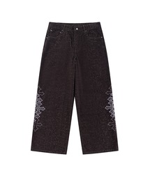 デニムパンツ｜Cross Leather Patch Baggy Denim Pants｜SUPPLIER