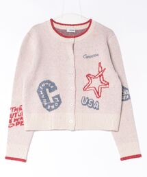 CONVERSE White(コンバースホワイト)モチーフジャガードニットカーディガン/クルーネック/配色ライン