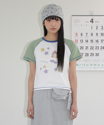 BETTY BOOP MINI STAR STITCH RAGLAN T SHIRT GREEN
