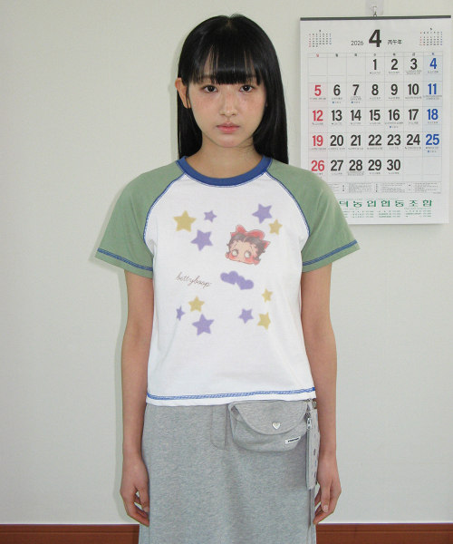 RONRON(ロンロン)の「BETTY BOOP MINI STAR STITCH RAGLAN T SHIRT GREEN(Tシャツ/カットソー・レディース・その他・FREE)」の3枚目の写真