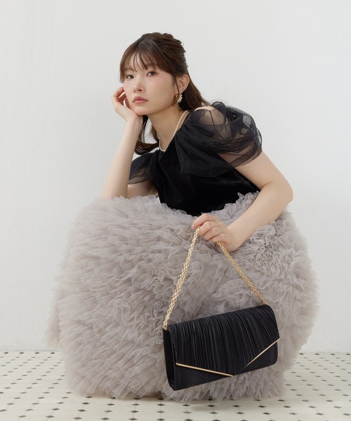 Kana(カナ)の「ボリュームフリルベロアドレス パーティー 結婚式 お呼ばれ オケージョン デイリー(ドレス・レディース・ブラック/ブラック系その他2/ブルー・M)」の2枚目の写真