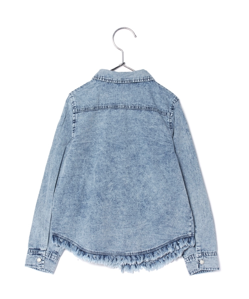 VENCEEXCHANGE（ヴァンスエクスチェンジ）の「kids フリンジケミカルデニムキッズシャツ          （シャツ/ブラウス・キッズ・オフホワイト・130cm/140cm/150cm/120cm）」の2枚目の写真