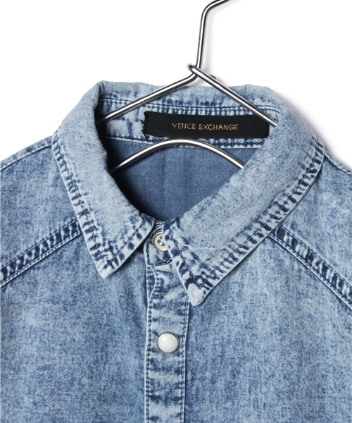 VENCEEXCHANGE（ヴァンスエクスチェンジ）の「kids フリンジケミカルデニムキッズシャツ          （シャツ/ブラウス・キッズ・オフホワイト・130cm/140cm/150cm/120cm）」の3枚目の写真