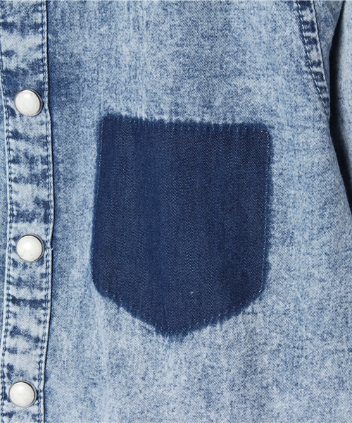 VENCEEXCHANGE（ヴァンスエクスチェンジ）の「kids フリンジケミカルデニムキッズシャツ          （シャツ/ブラウス・キッズ・オフホワイト・130cm/140cm/150cm/120cm）」の4枚目の写真