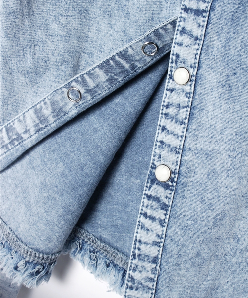 VENCEEXCHANGE（ヴァンスエクスチェンジ）の「kids フリンジケミカルデニムキッズシャツ          （シャツ/ブラウス・キッズ・オフホワイト・130cm/140cm/150cm/120cm）」の7枚目の写真