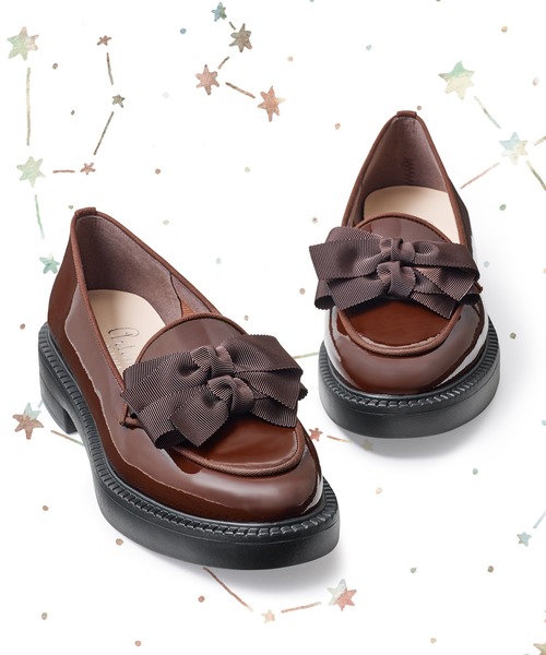 FLAT(フラット)の「ダブルリボン 厚底ローファー(ローファー・レディース・ブラック/ダークブラウン/ブラック×ホワイト・22.5cm/23.5cm/24.5cm/23.0cm/25.0cm/24.0cm)」の3枚目の写真