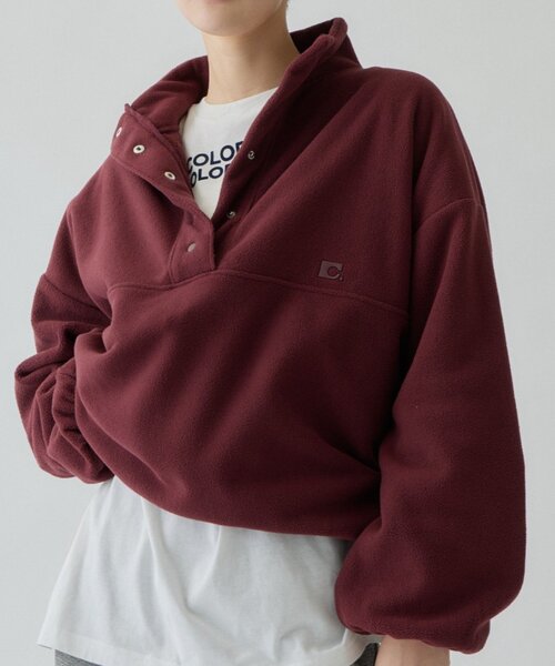 COLONY 2139（コロニートゥーワンスリーナイン）の「MOTION/セットアップ/秋服 フリースハーフボタンプルオーバー（スウェット・レディース・バーガンディー/ベージュ/ネイビー/グレー・FREE）」の4枚目の写真