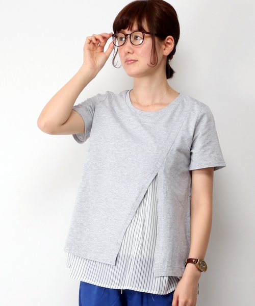 LBC（エルビーシー）の「布帛使いフロントシャンプルオーバー（Tシャツ/カットソー・レディース・アッシュグレー/ダークグレー/スカイブルー・LARGE/MEDIUM）」の2枚目の写真