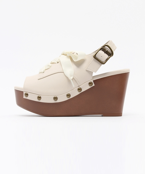 Heather（ヘザー）の「リボンウェッジサンダル　724946（サンダル・レディース・ブラック/ピンク系その他/アイボリー・MEDIUM/LARGE）」の8枚目の写真