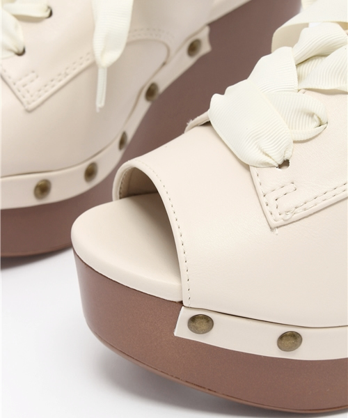 Heather（ヘザー）の「リボンウェッジサンダル　724946（サンダル・レディース・ブラック/ピンク系その他/アイボリー・MEDIUM/LARGE）」の4枚目の写真