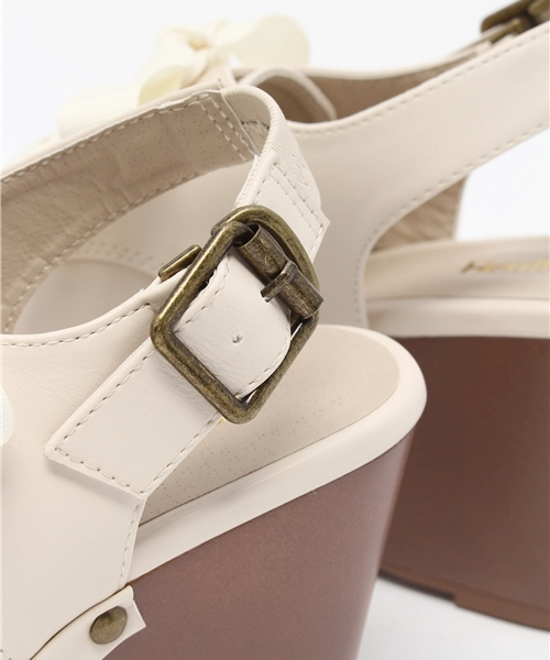 Heather（ヘザー）の「リボンウェッジサンダル　724946（サンダル・レディース・ブラック/ピンク系その他/アイボリー・MEDIUM/LARGE）」の6枚目の写真