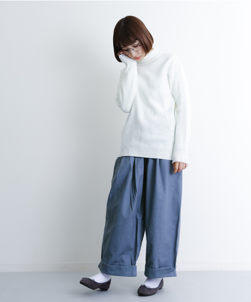 MERLOT（メルロー）の「裾ダブルスーパーワイドパンツ2135（その他パンツ・レディース・ベージュ/ネイビー/オレンジ/オフホワイト/ブルー/ブラウン/ホワイト系その他/ライトブルー/ブラック・FREE）」の12枚目の写真