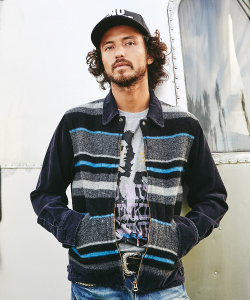 HYSTERIC GLAMOUR（ヒステリックグラマー）の「ジャカードボーダー 切替ファーマーズJK（ブルゾン・メンズ・グレー系その他/チャコールグレー・SMALL/MEDIUM/LARGE）」の2枚目の写真