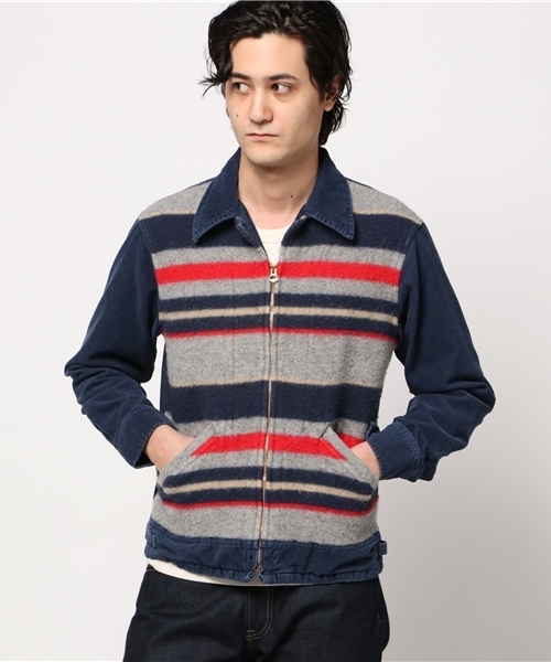 HYSTERIC GLAMOUR（ヒステリックグラマー）の「ジャカードボーダー 切替ファーマーズJK（ブルゾン・メンズ・グレー系その他/チャコールグレー・SMALL/MEDIUM/LARGE）」の3枚目の写真