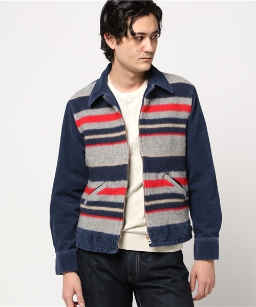 HYSTERIC GLAMOUR（ヒステリックグラマー）の「ジャカードボーダー 切替ファーマーズJK（ブルゾン・メンズ・グレー系その他/チャコールグレー・SMALL/MEDIUM/LARGE）」の9枚目の写真