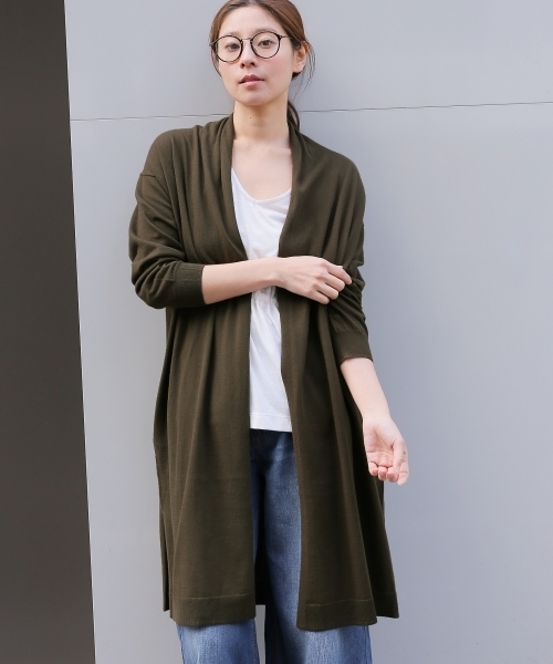 LEPSIM（レプシィム）の「14Gマシンウォッシャブルショールカーディガン　747288（カーディガン/ボレロ・レディース・カーキ/ダークネイビー/トップグレー/オフホワイト・MEDIUM/LARGE）」の3枚目の写真