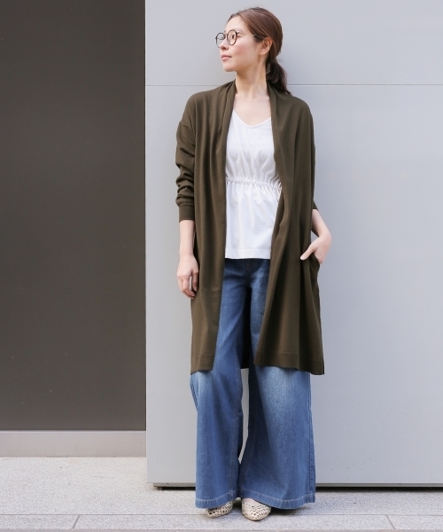 LEPSIM（レプシィム）の「14Gマシンウォッシャブルショールカーディガン　747288（カーディガン/ボレロ・レディース・カーキ/ダークネイビー/トップグレー/オフホワイト・MEDIUM/LARGE）」の9枚目の写真