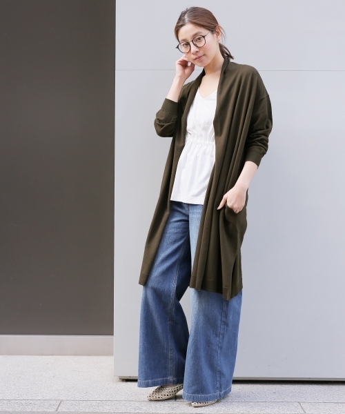 LEPSIM（レプシィム）の「14Gマシンウォッシャブルショールカーディガン　747288（カーディガン/ボレロ・レディース・カーキ/ダークネイビー/トップグレー/オフホワイト・MEDIUM/LARGE）」の10枚目の写真