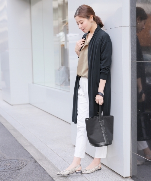 LEPSIM（レプシィム）の「14Gマシンウォッシャブルショールカーディガン　747288（カーディガン/ボレロ・レディース・カーキ/ダークネイビー/トップグレー/オフホワイト・MEDIUM/LARGE）」の12枚目の写真