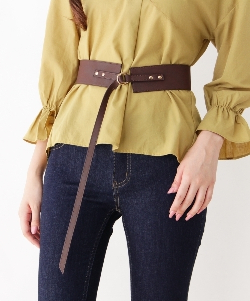 grove（グローブ）の「ダブルリングサッシュベルト（ベルト・レディース・ブラック/ベージュ/ブラウン・00）」の5枚目の写真