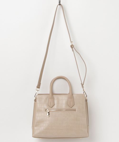 クロコエンボスコンビミディバッグ（ショルダーバッグ）｜rienda  