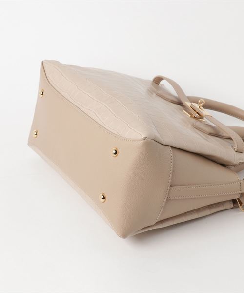 クロコエンボスコンビミディバッグ（ショルダーバッグ）｜rienda  