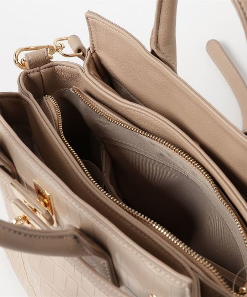 クロコエンボスコンビミディバッグ（ショルダーバッグ）｜rienda  