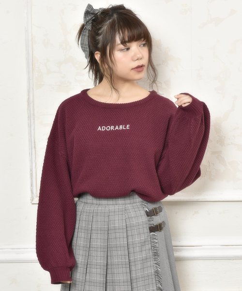 OLIVE des OLIVE（オリーブデオリーブ）の「カノコロゴニット（ニット/セーター・レディース・オフホワイト/ブラウン/ブラック/ワイン・FREE）」の4枚目の写真