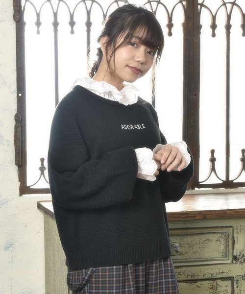 OLIVE des OLIVE（オリーブデオリーブ）の「カノコロゴニット（ニット/セーター・レディース・オフホワイト/ブラウン/ブラック/ワイン・FREE）」の9枚目の写真