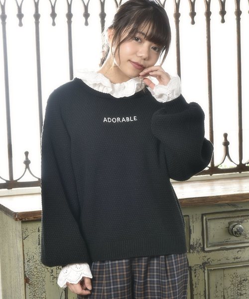 OLIVE des OLIVE（オリーブデオリーブ）の「カノコロゴニット（ニット/セーター・レディース・オフホワイト/ブラウン/ブラック/ワイン・FREE）」の10枚目の写真