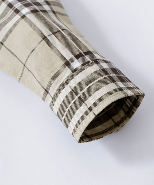 KANGOL（カンゴール）の「MONO-MART×KANGOL/カンゴール 別注ビッグシルエット チェックシャツ（シャツ/ブラウス・メンズ・ブラック系その他/ベージュ系その他/ブルー系その他・FREE）」の9枚目の写真