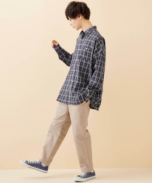 KANGOL（カンゴール）の「MONO-MART×KANGOL/カンゴール 別注ビッグシルエット チェックシャツ（シャツ/ブラウス・メンズ・ブラック系その他/ベージュ系その他/ブルー系その他・FREE）」の11枚目の写真