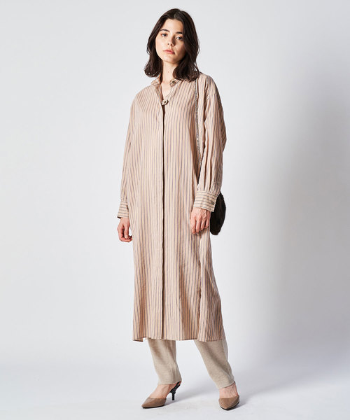 Whim Gazette（ウィムガゼット）の「STRIPE ロングシャツワンピース