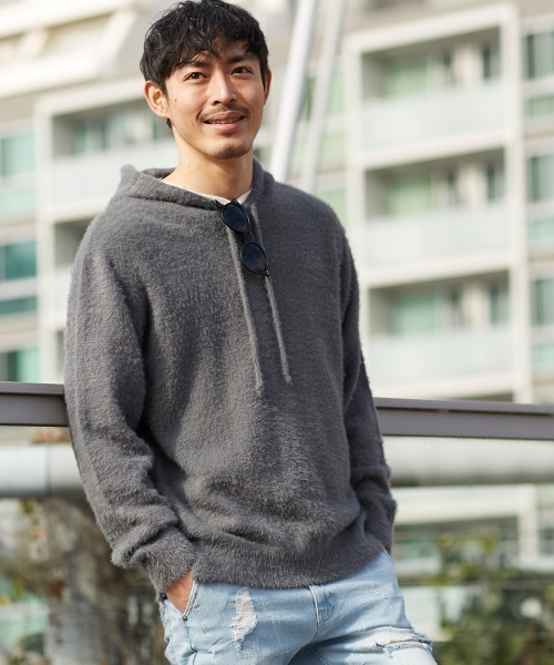 improves(インプローブス)の「シャギーモヘアニットプルパーカー(パーカー)」|チャコール