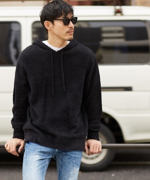 improves(インプローブス)の「シャギーモヘアニットプルパーカー(パーカー)」|ブラック