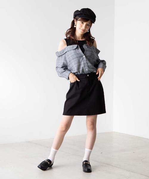 WEGO(ウィゴー)の「WEGO/ドッキングオフショルダーシャツ(シャツ/ブラウス・レディース・ブラック系その他4/ブルー系その他2/グレー系その他2・FREE)」の6枚目の写真