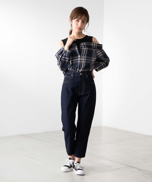 WEGO(ウィゴー)の「WEGO/ドッキングオフショルダーシャツ(シャツ/ブラウス・レディース・ブラック系その他4/ブルー系その他2/グレー系その他2・FREE)」の7枚目の写真