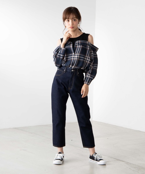 WEGO(ウィゴー)の「WEGO/ドッキングオフショルダーシャツ(シャツ/ブラウス・レディース・ブラック系その他4/ブルー系その他2/グレー系その他2・FREE)」の8枚目の写真