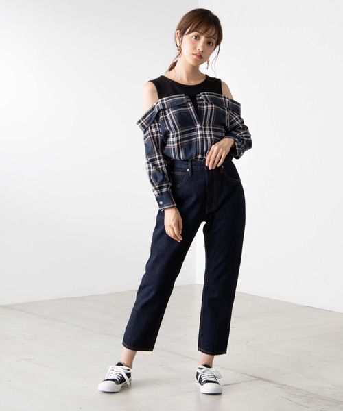 WEGO(ウィゴー)の「WEGO/ドッキングオフショルダーシャツ(シャツ/ブラウス・レディース・ブラック系その他4/ブルー系その他2/グレー系その他2・FREE)」の9枚目の写真