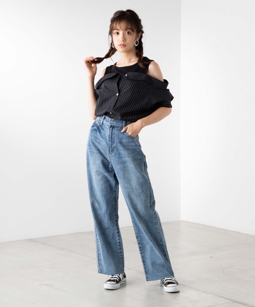 WEGO(ウィゴー)の「WEGO/ドッキングオフショルダーシャツ(シャツ/ブラウス・レディース・ブラック系その他4/ブルー系その他2/グレー系その他2・FREE)」の10枚目の写真