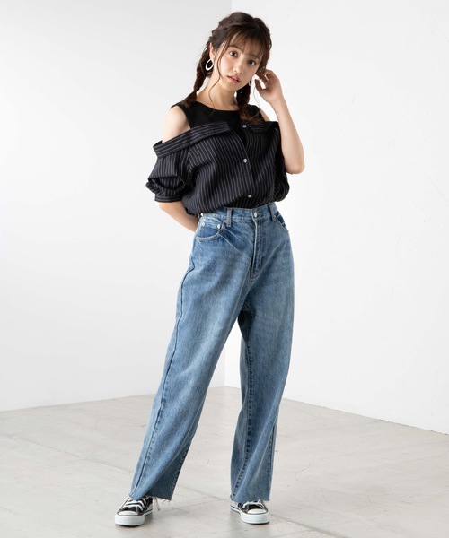 WEGO(ウィゴー)の「WEGO/ドッキングオフショルダーシャツ(シャツ/ブラウス・レディース・ブラック系その他4/ブルー系その他2/グレー系その他2・FREE)」の11枚目の写真
