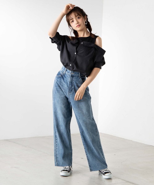 WEGO(ウィゴー)の「WEGO/ドッキングオフショルダーシャツ(シャツ/ブラウス・レディース・ブラック系その他4/ブルー系その他2/グレー系その他2・FREE)」の12枚目の写真