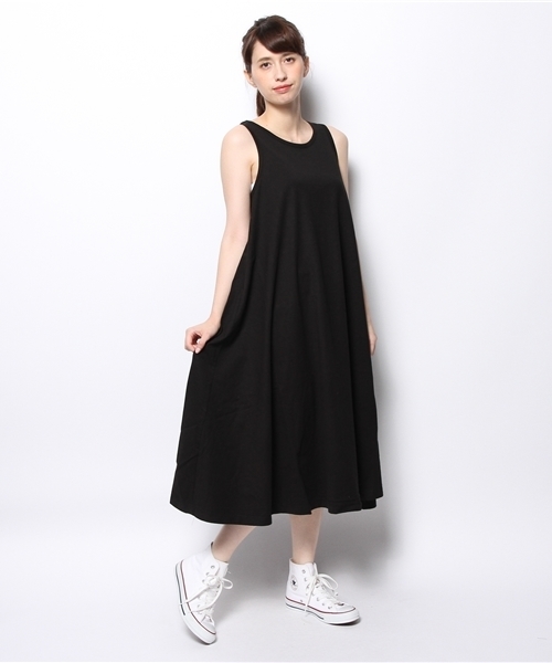 BEAMS BOY（ビームスボーイ）の「BEAMS BOY / 天竺 Aライン ワンピース 14FW（ワンピース・レディース・ブラック/ワイン・ONE SIZE）」の2枚目の写真