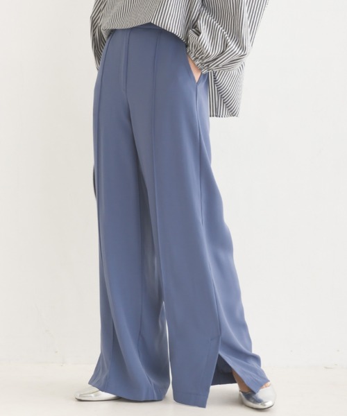 OMNES（オムネス）の「T/PU スリット入 センタープレスワイドパンツ（その他パンツ・レディース・ピンク/ブルー/ブラック/グリーン系その他/ブラウン・FREE）」の4枚目の写真