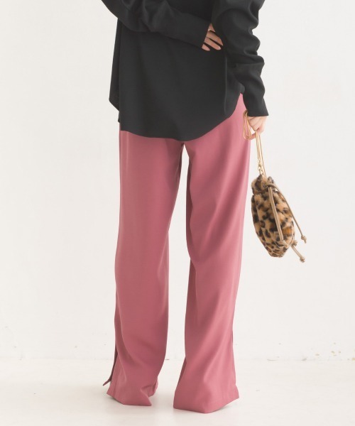 OMNES（オムネス）の「T/PU スリット入 センタープレスワイドパンツ（その他パンツ・レディース・ピンク/ブルー/ブラック/グリーン系その他/ブラウン・FREE）」の21枚目の写真